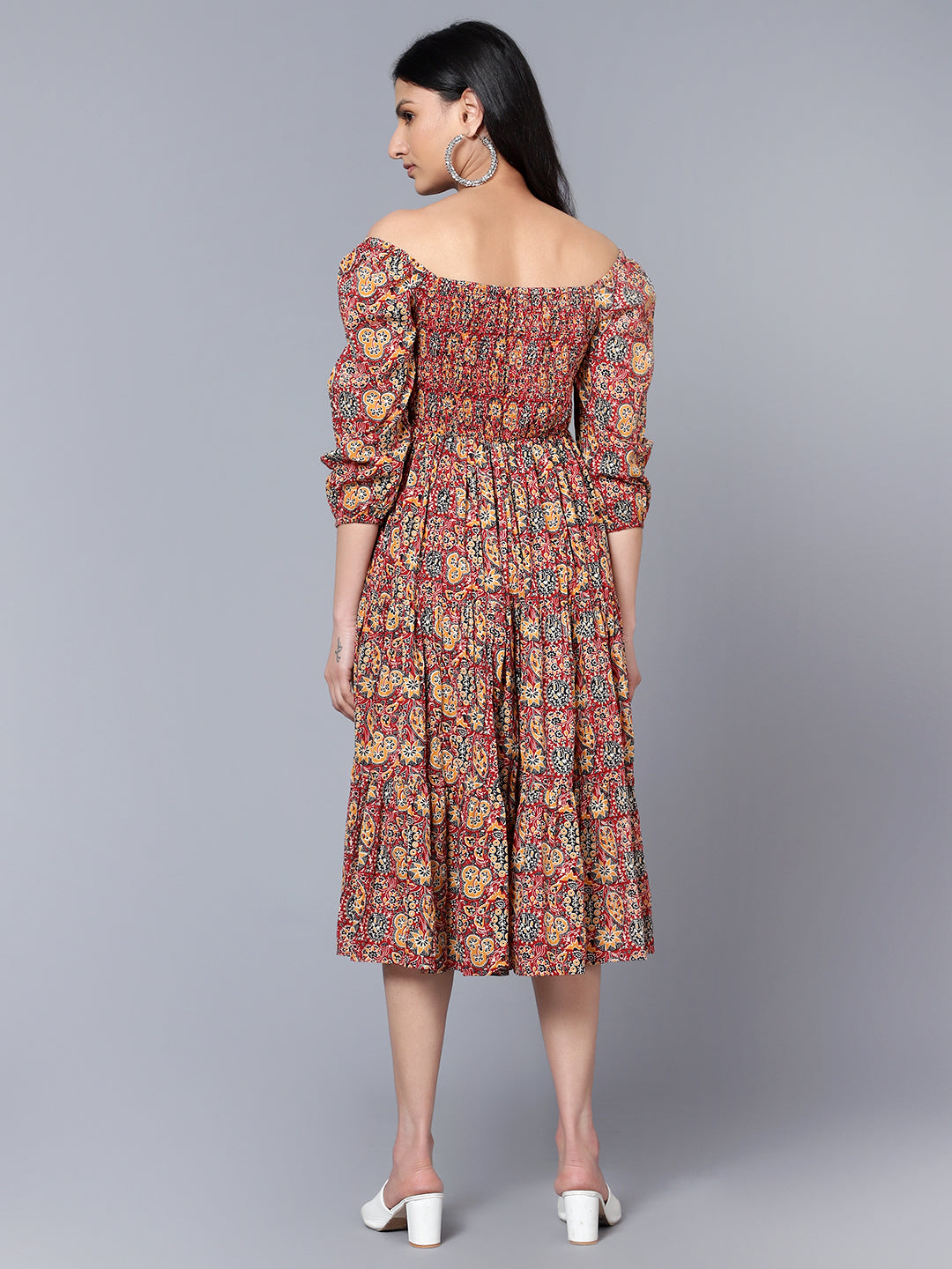 Womens Printed MIDI Dress