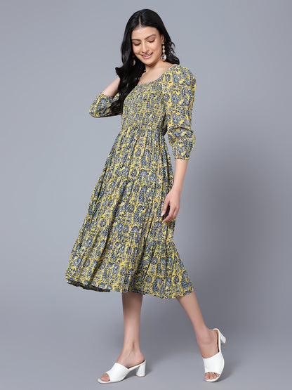 Womens Printed MIDI Dress