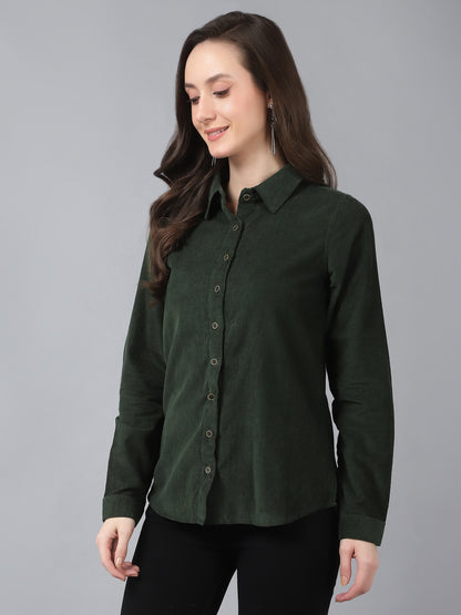 Women Full Sleeve  Co-Ords Shirt Brown