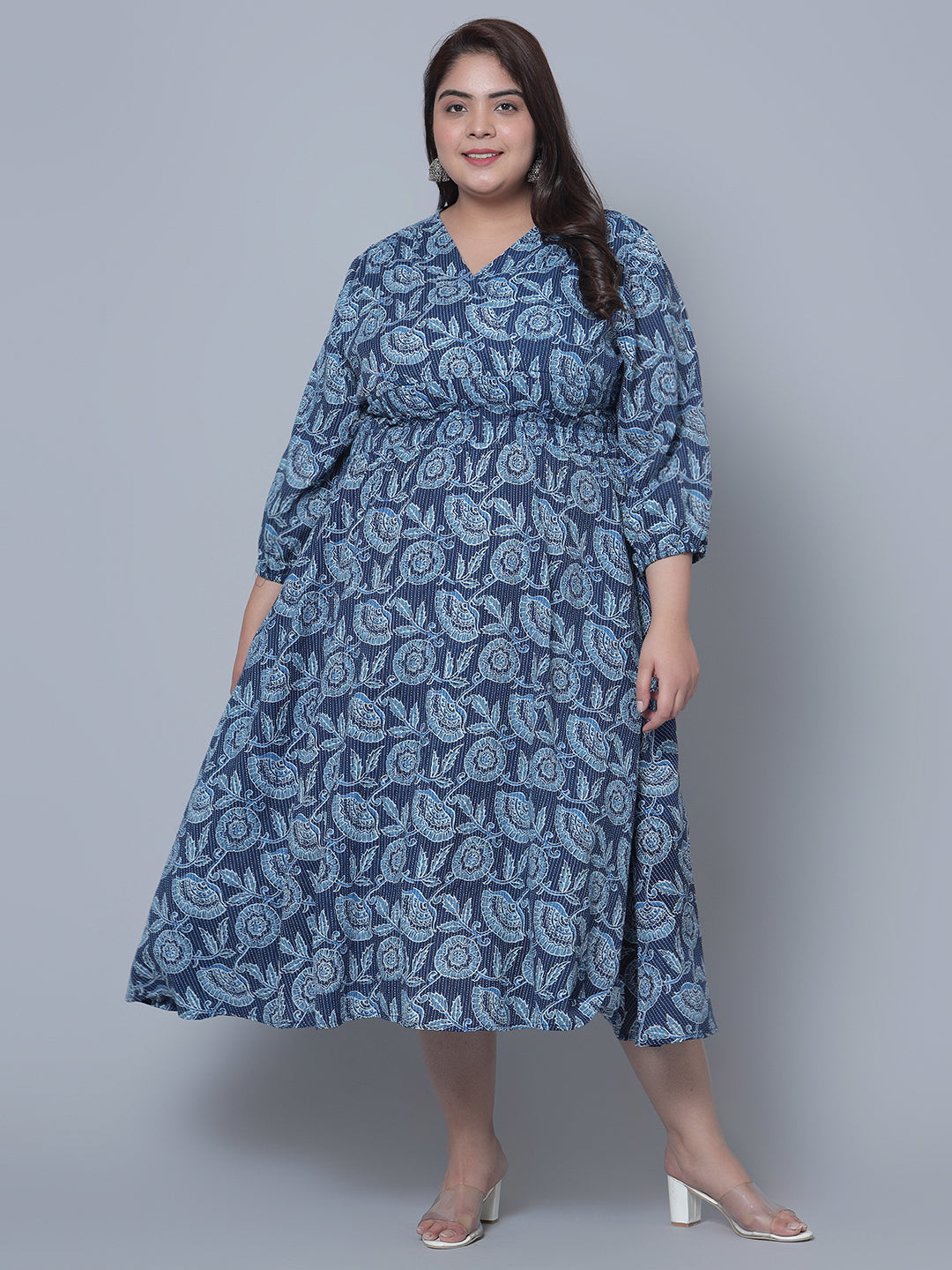 Womens Printed MIDI Dress