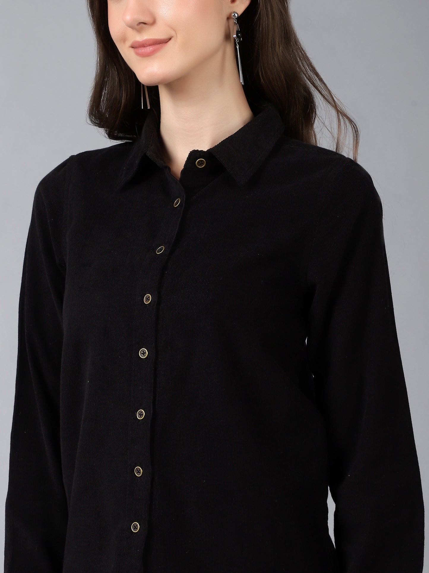 Women Full Sleeve Winter Wear Shirt Black