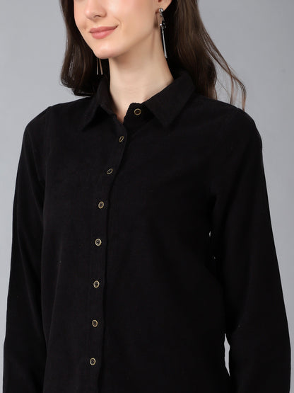 Women  Full Sleeve Co-Ords Shirt Black