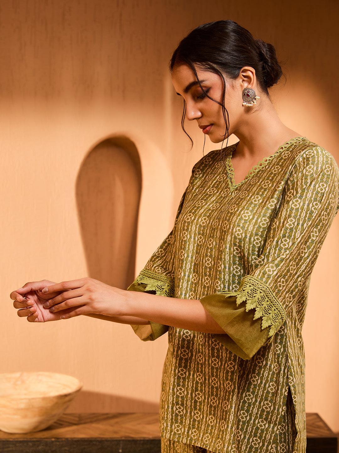 Bani Women Elegant Green Tunic & Palazzo Co-Ord Set