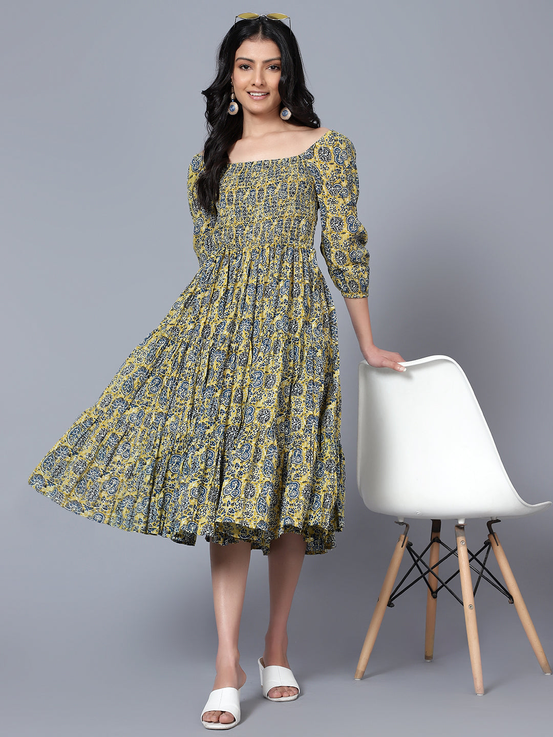 Womens Printed MIDI Dress