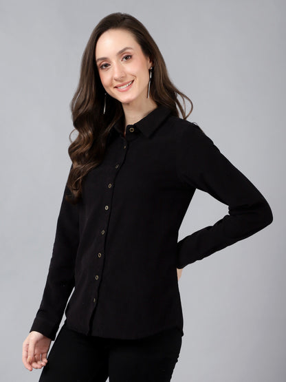 Women Full Sleeve Winter Wear Shirt Black