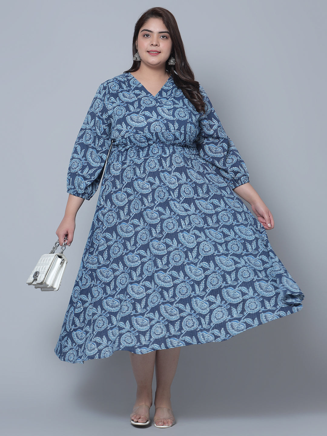 Womens Printed MIDI Dress