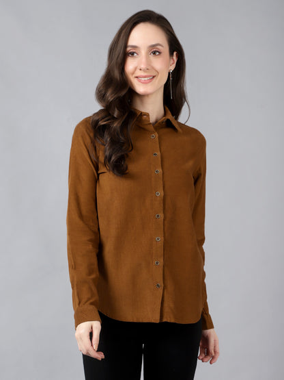 Women Full Sleeve Co-Ords Shirt Rust