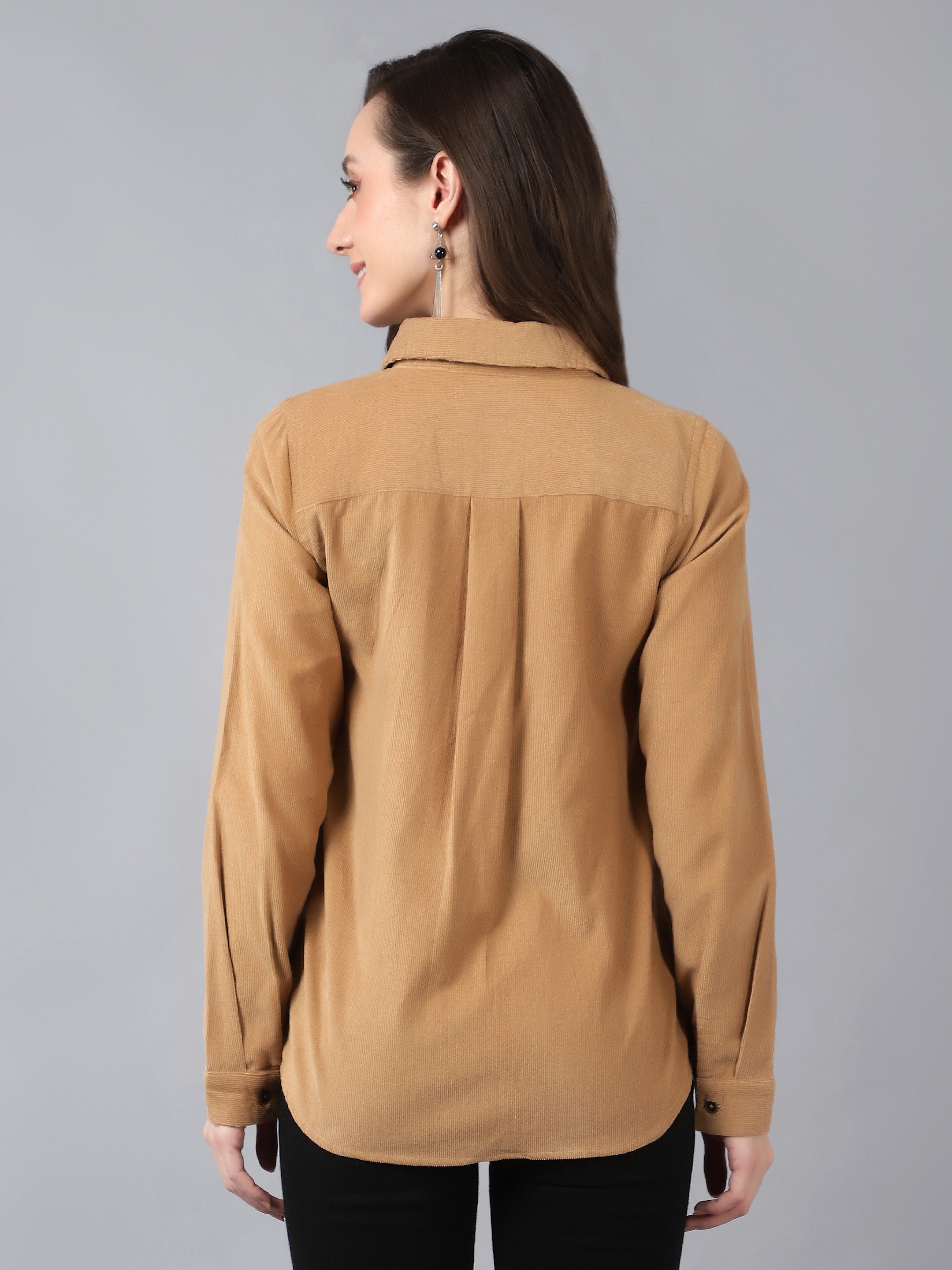 Women Full Sleeve Winter Wear Shirt Beige