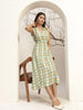 V-Neck Floral Printed Sleeveless Fit & Flare Midi Dress