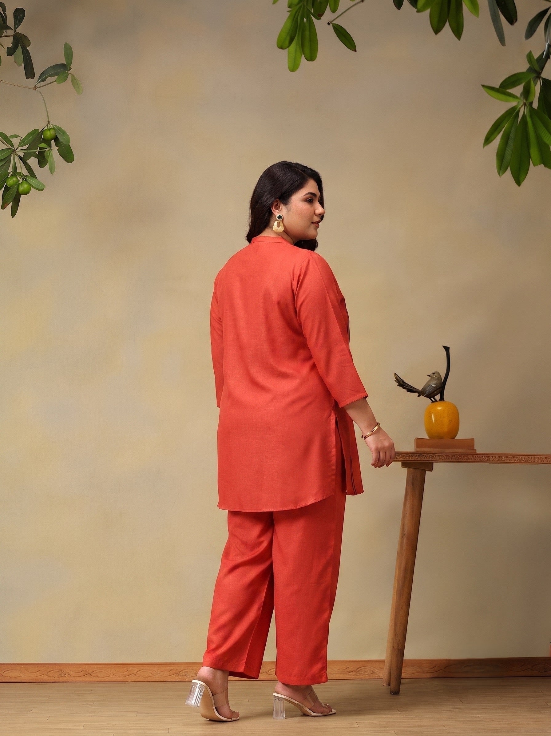 Rose Plus Size Summer Checks Solid Tunic with Trousers