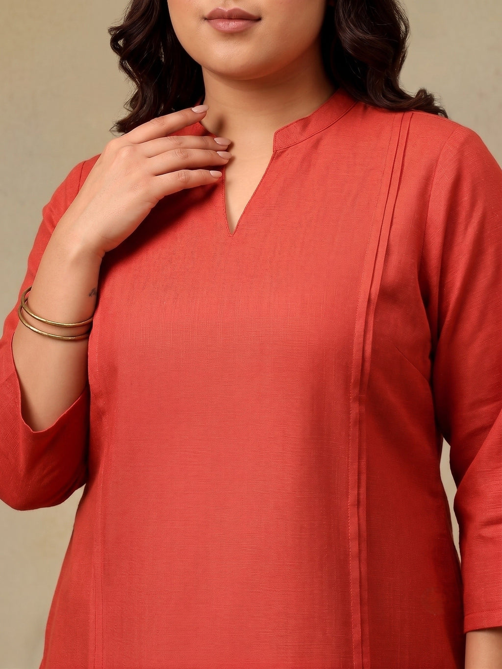 Rose Plus Size Summer Checks Solid Tunic with Trousers