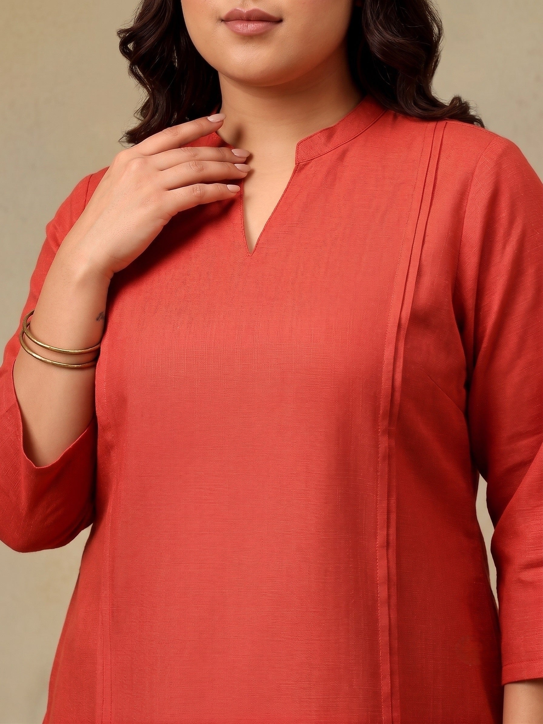 Rose Plus Size Summer Checks Solid Tunic with Trousers