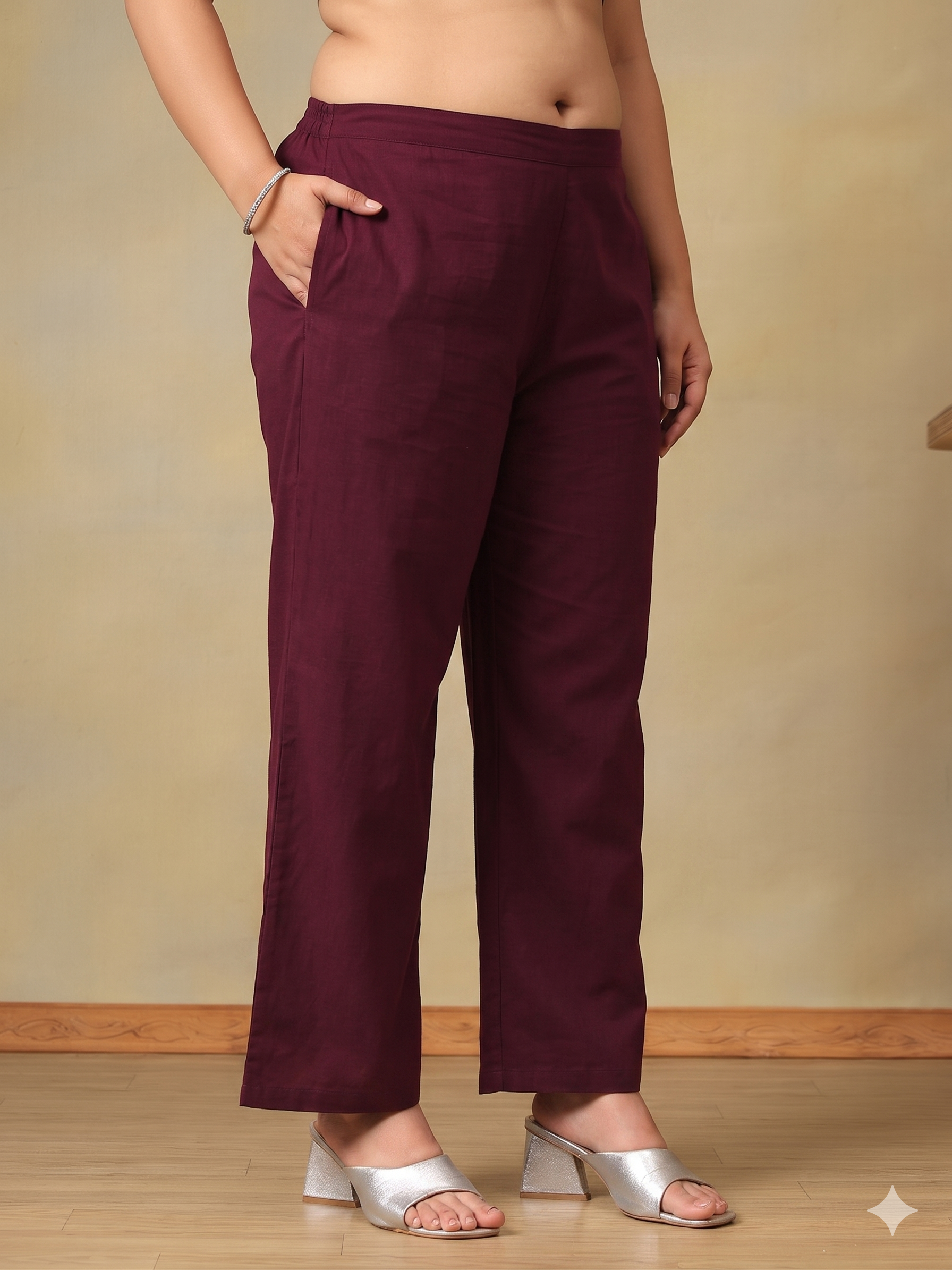 Plus Size Ethnic Motifs Thread Work Pure Cotton Kurta with Trousers