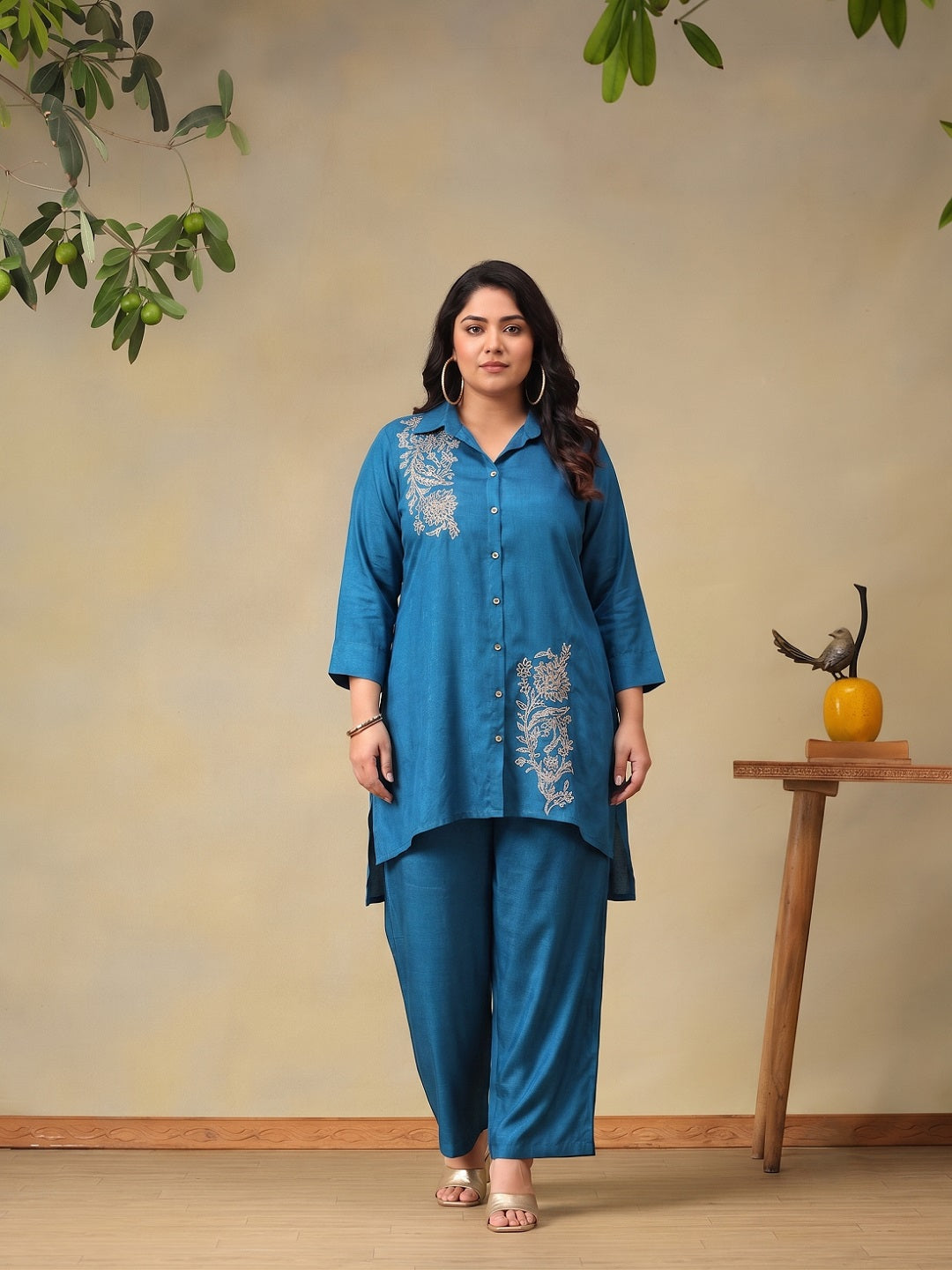 Plus Size Beautiful Embroidered Tunic with Trousers