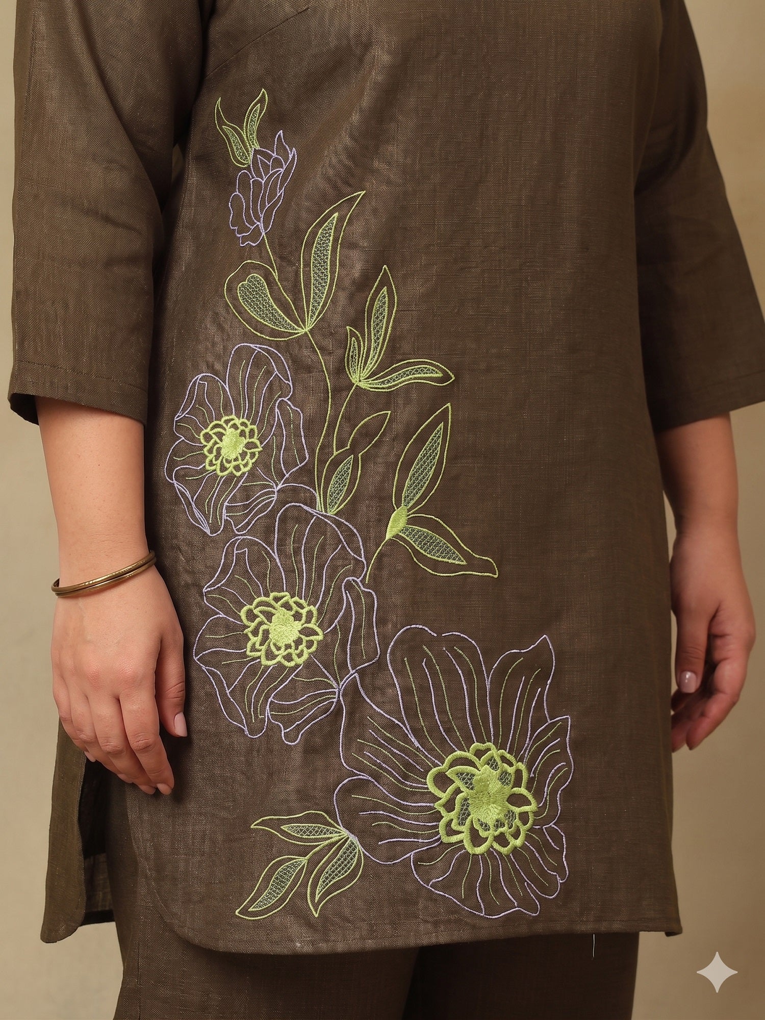 Plus Size Floral Embroidered Tunic with Trousers Co-Ord Set