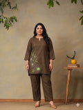 Plus Size Floral Embroidered Tunic with Trousers Co-Ord Set