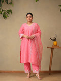 Plus Size Ethnic Motifs Embroidered Regular Thread Work Kurta with Trousers & With Dupatta