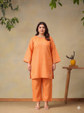 Plus Size Women Regular Thread Work Linen Kurta with Trousers