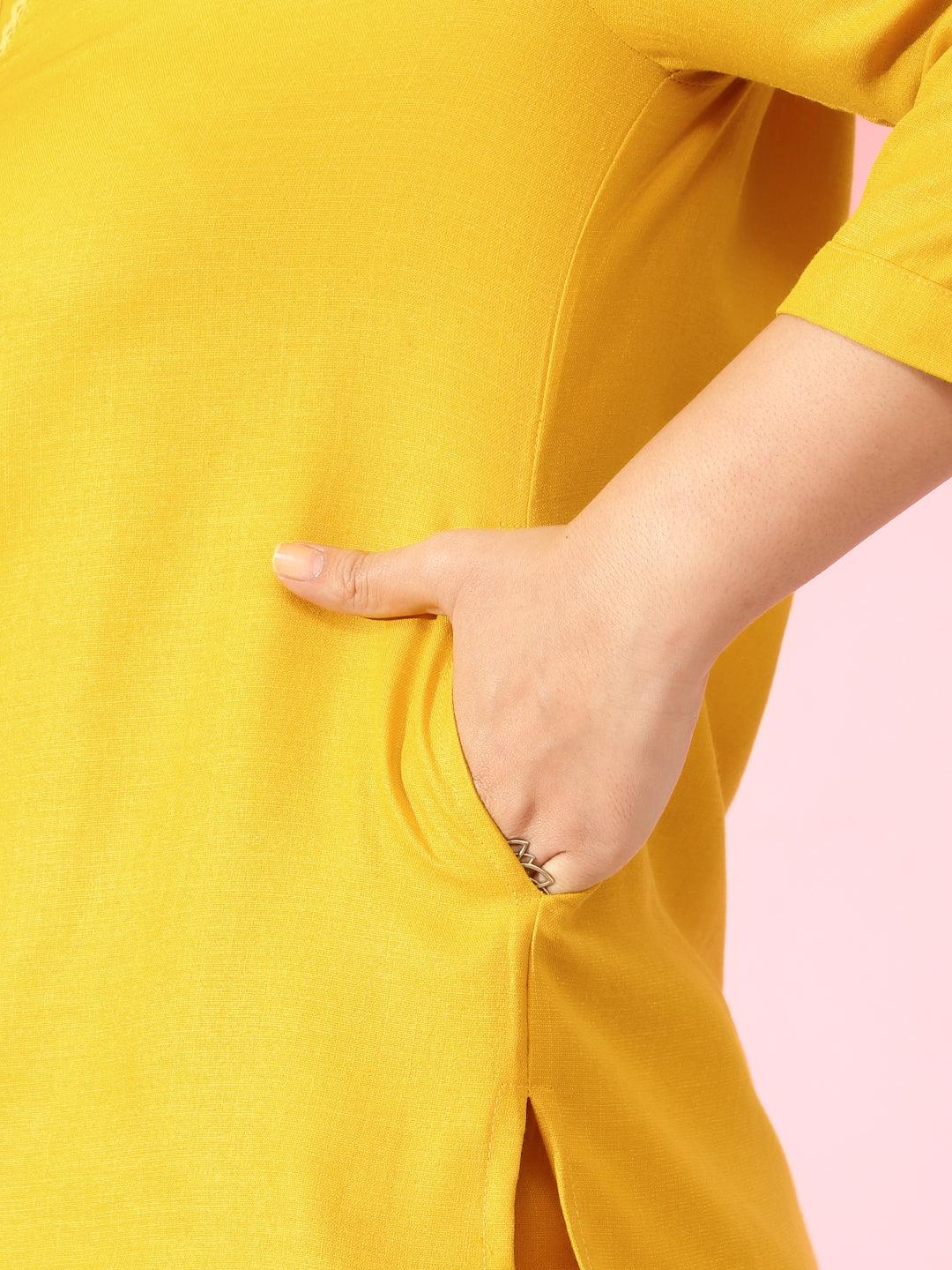 Bani Women Mustard Embroidered Co-ord Set