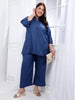 Elsa Plus Size Solid Blue Co-Ord Set