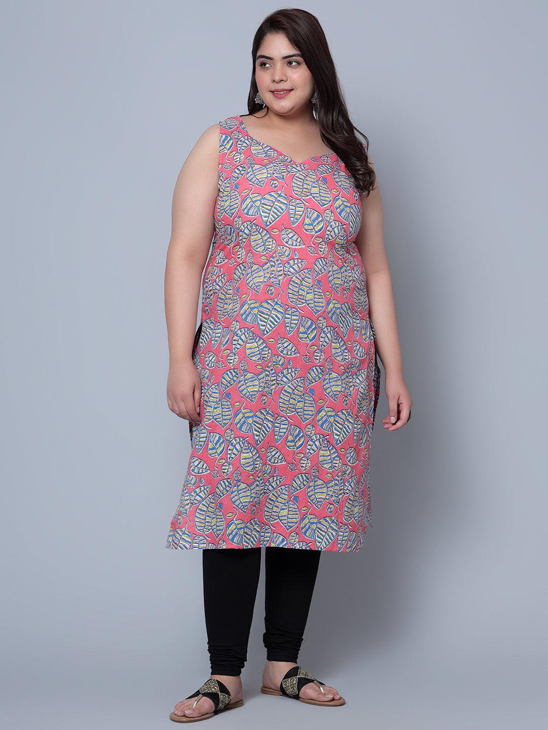 Women Sleevles Printed Plus Size Kurti