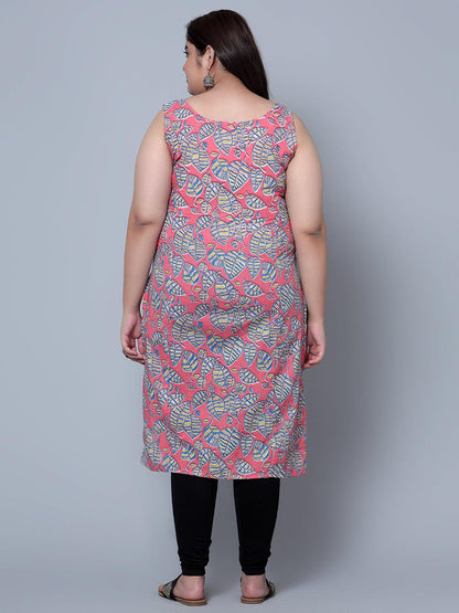 Women Sleevles Printed Plus Size Kurti