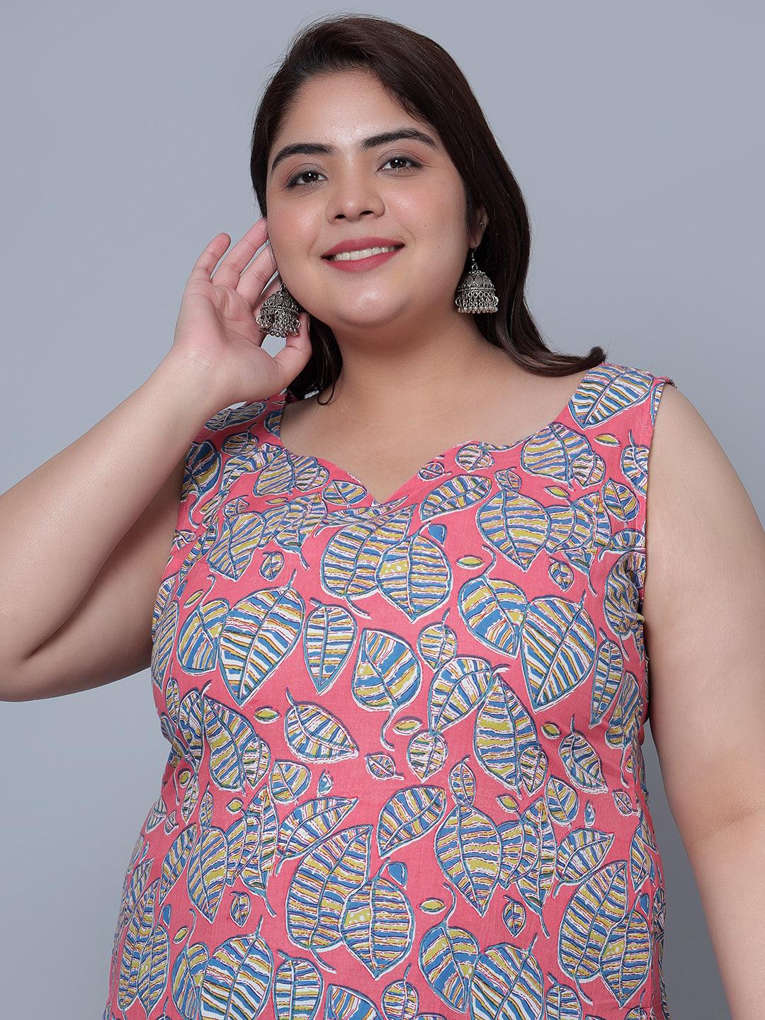 Women Sleevles Printed Plus Size Kurti