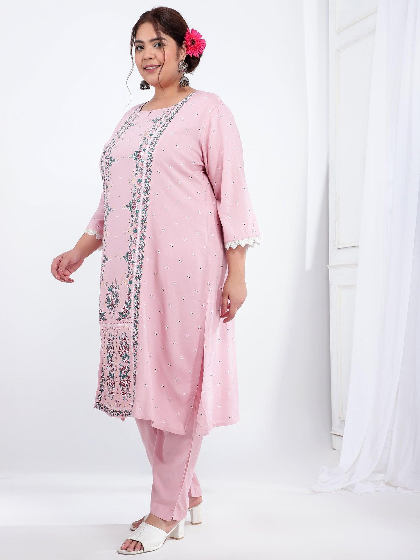 Viscose Rayon Ethnic Plus Size Kurta Dupatta Set