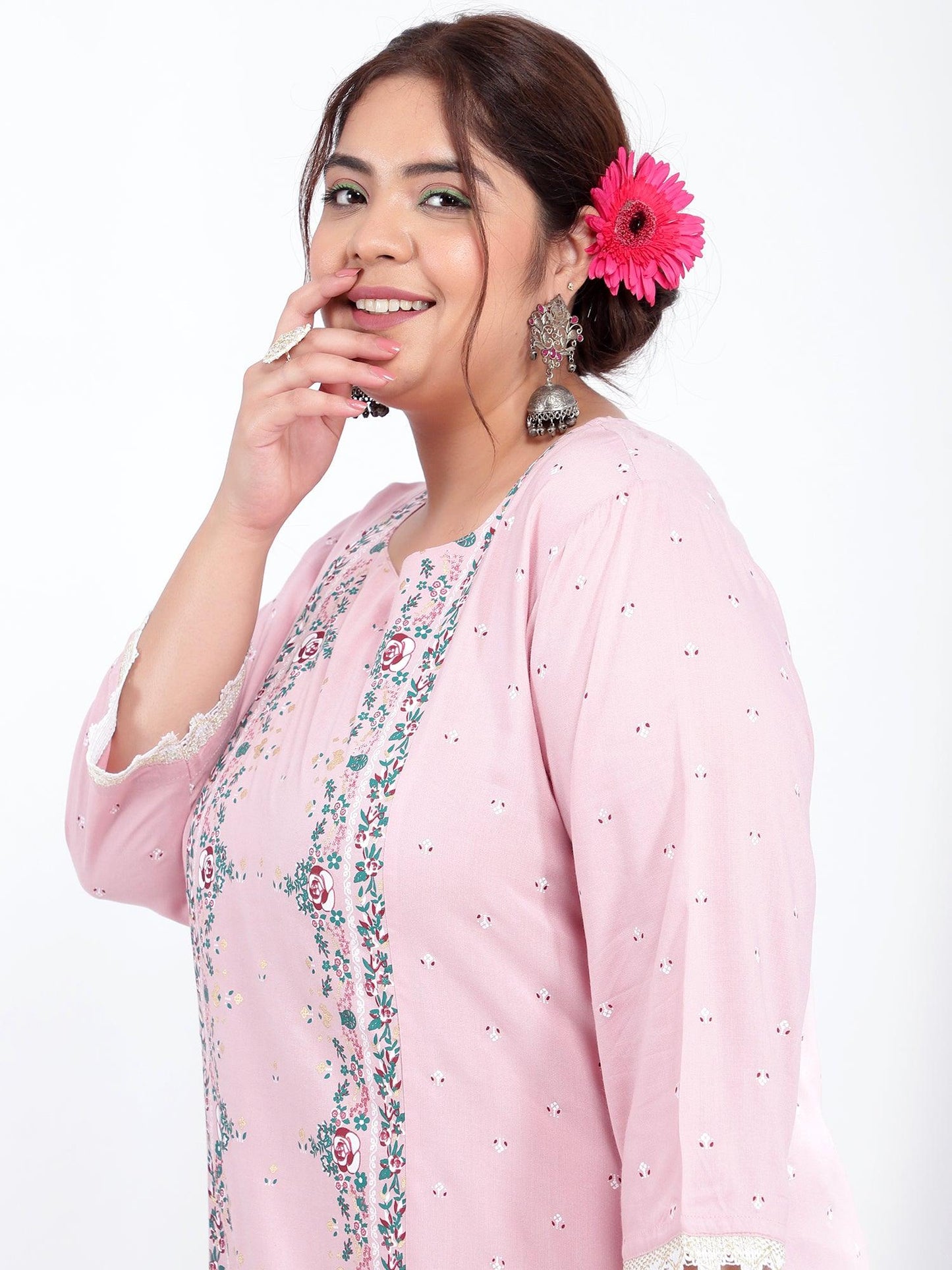 Viscose Rayon Ethnic Plus Size Kurta Dupatta Set