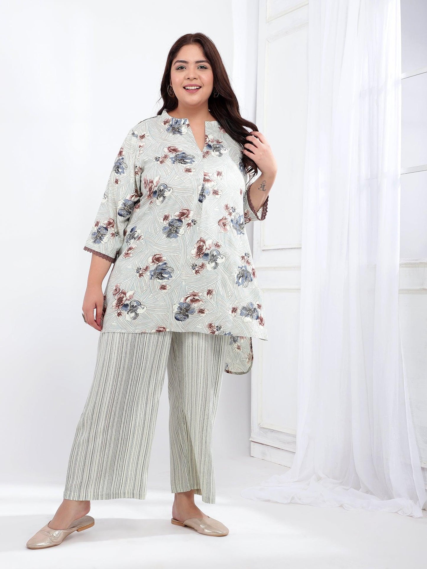 Plus Size Printed Liva Co-Ord Set