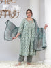 Plus Size Women Printed Kurta Dupatta Set