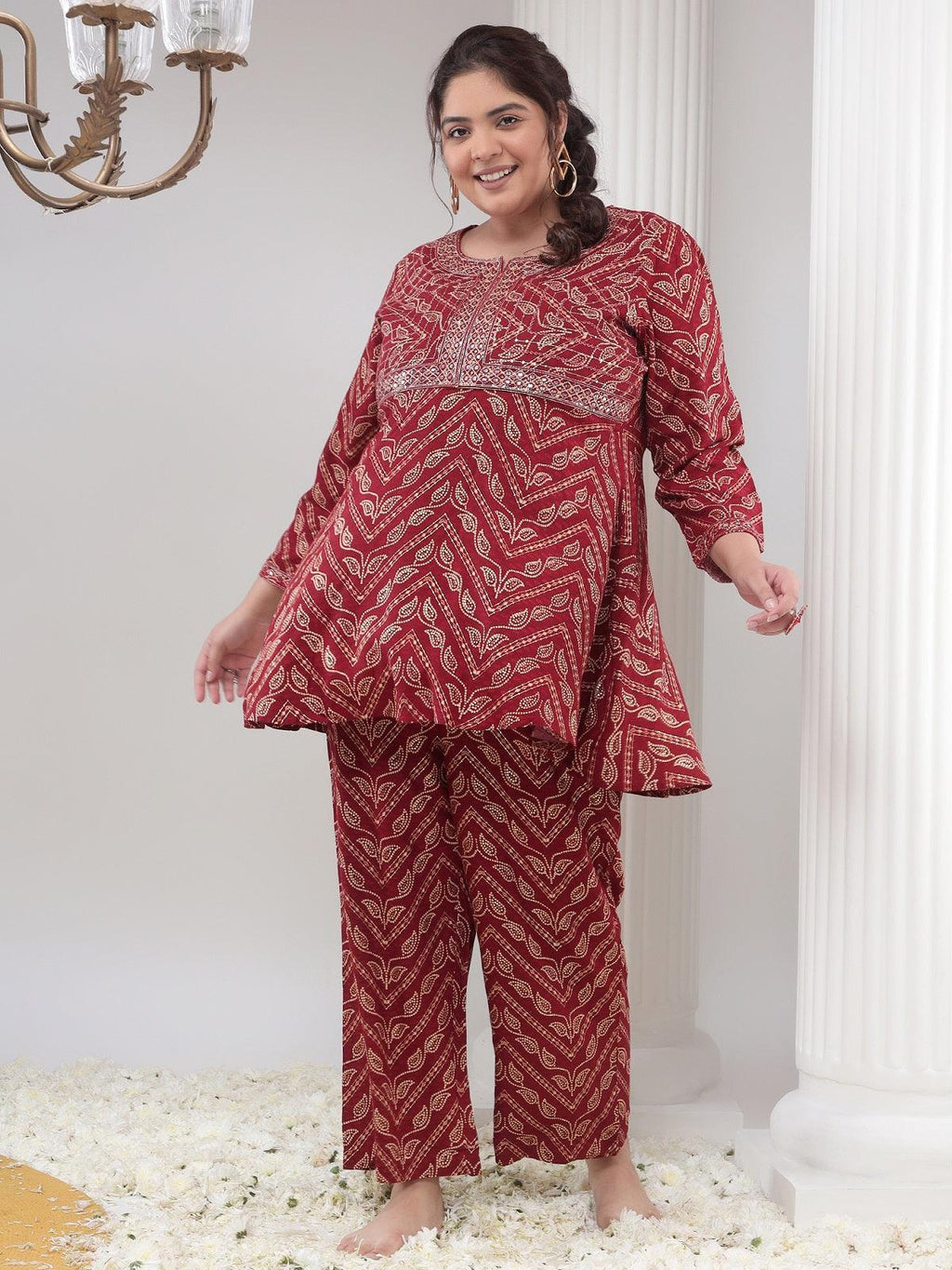 Plus Size Womens Co-Ord Set Tunic and Trouser Set