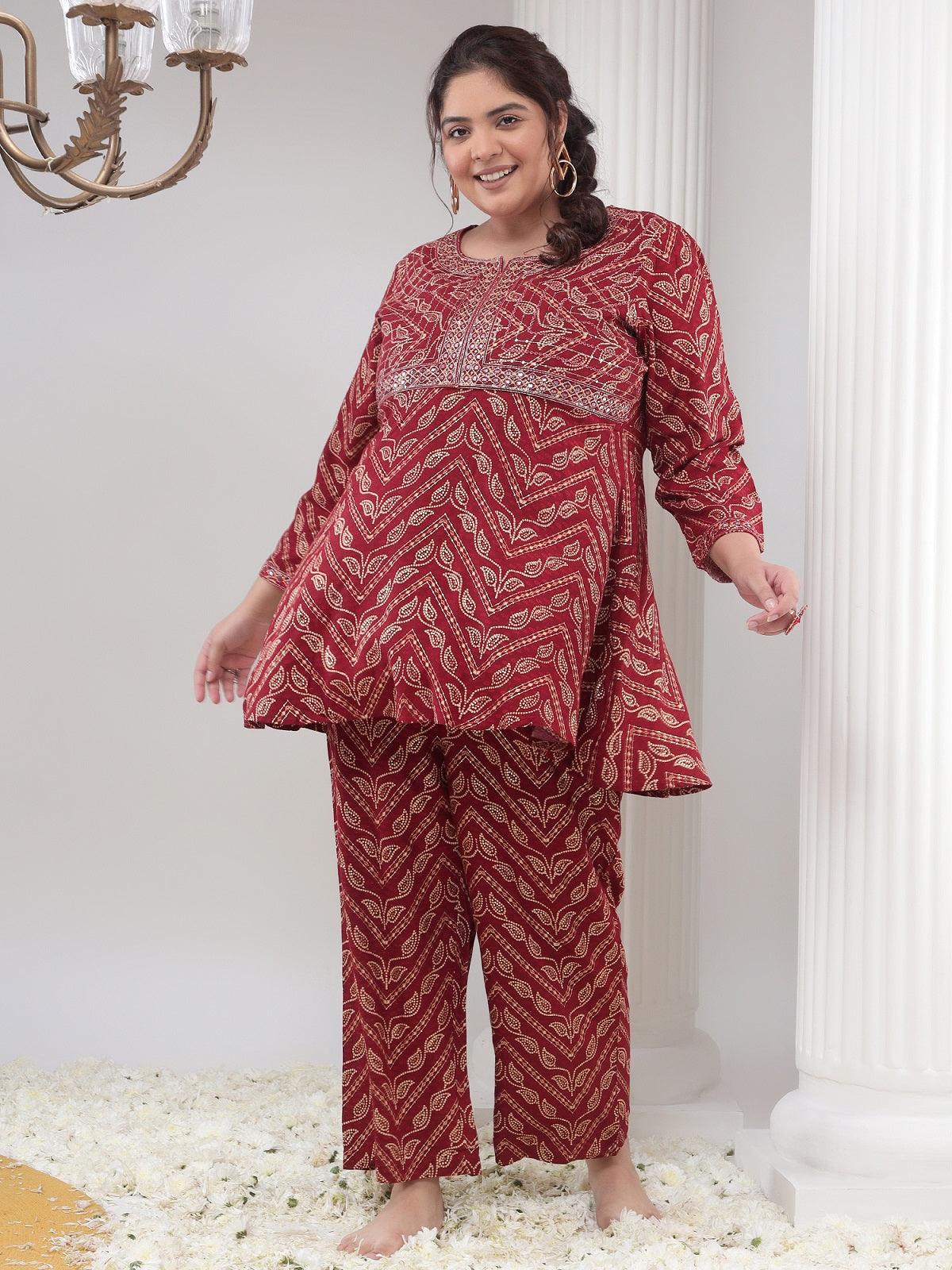 Plus Size Womens Co-Ord Set Tunic and Trouser Set