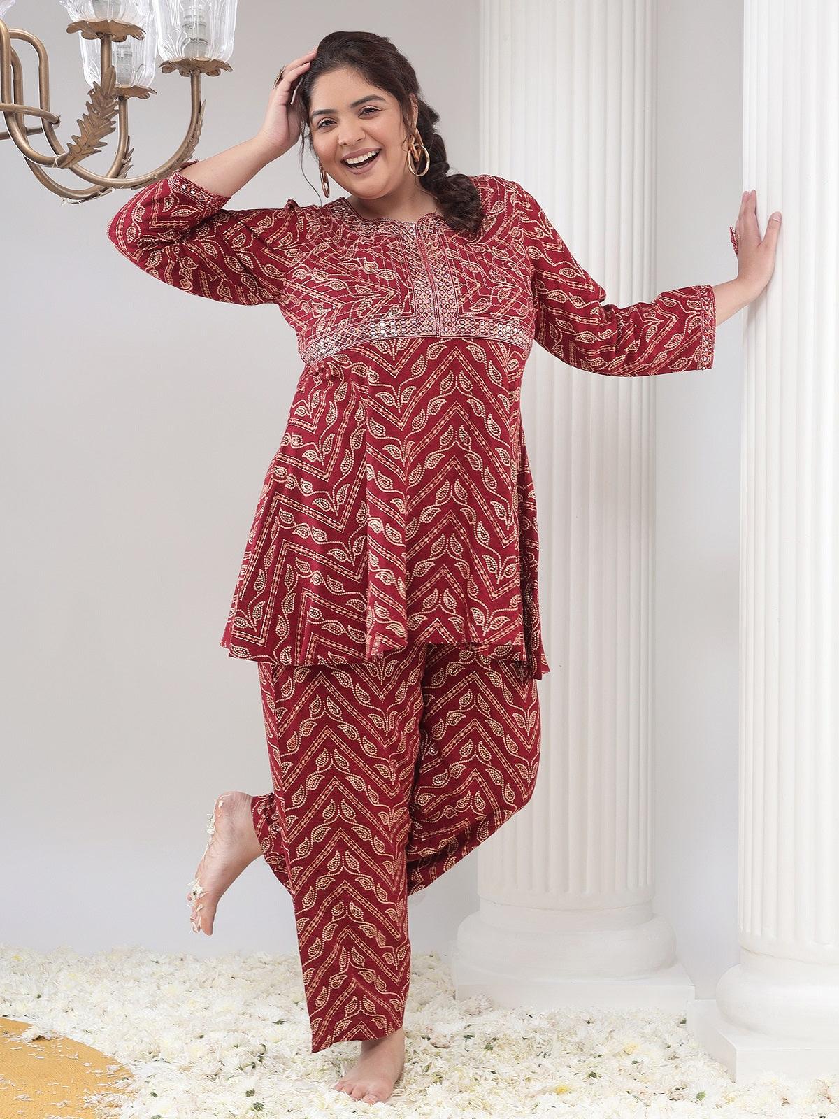 Plus Size Womens Co-Ord Set Tunic and Trouser Set