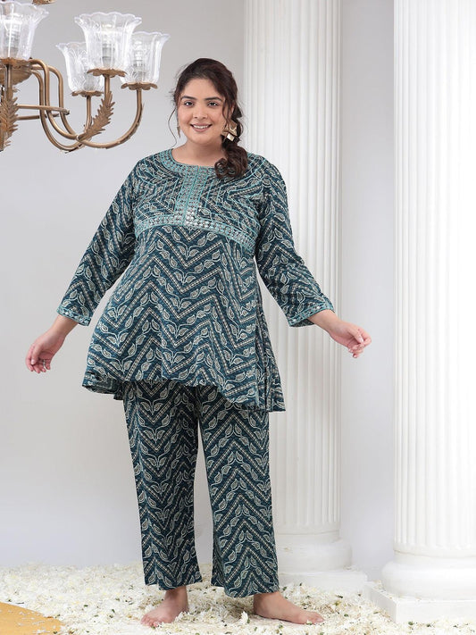 Plus Size Womens Co-Ord Set Tunic and Trouser Set