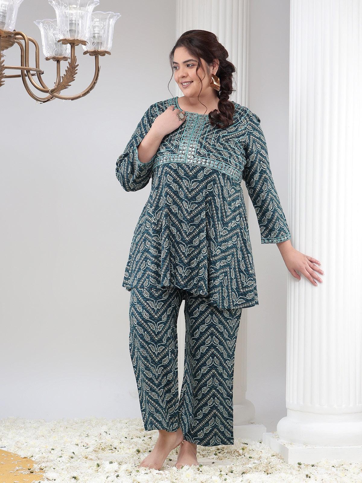 Plus Size Womens Co-Ord Set Tunic and Trouser Set