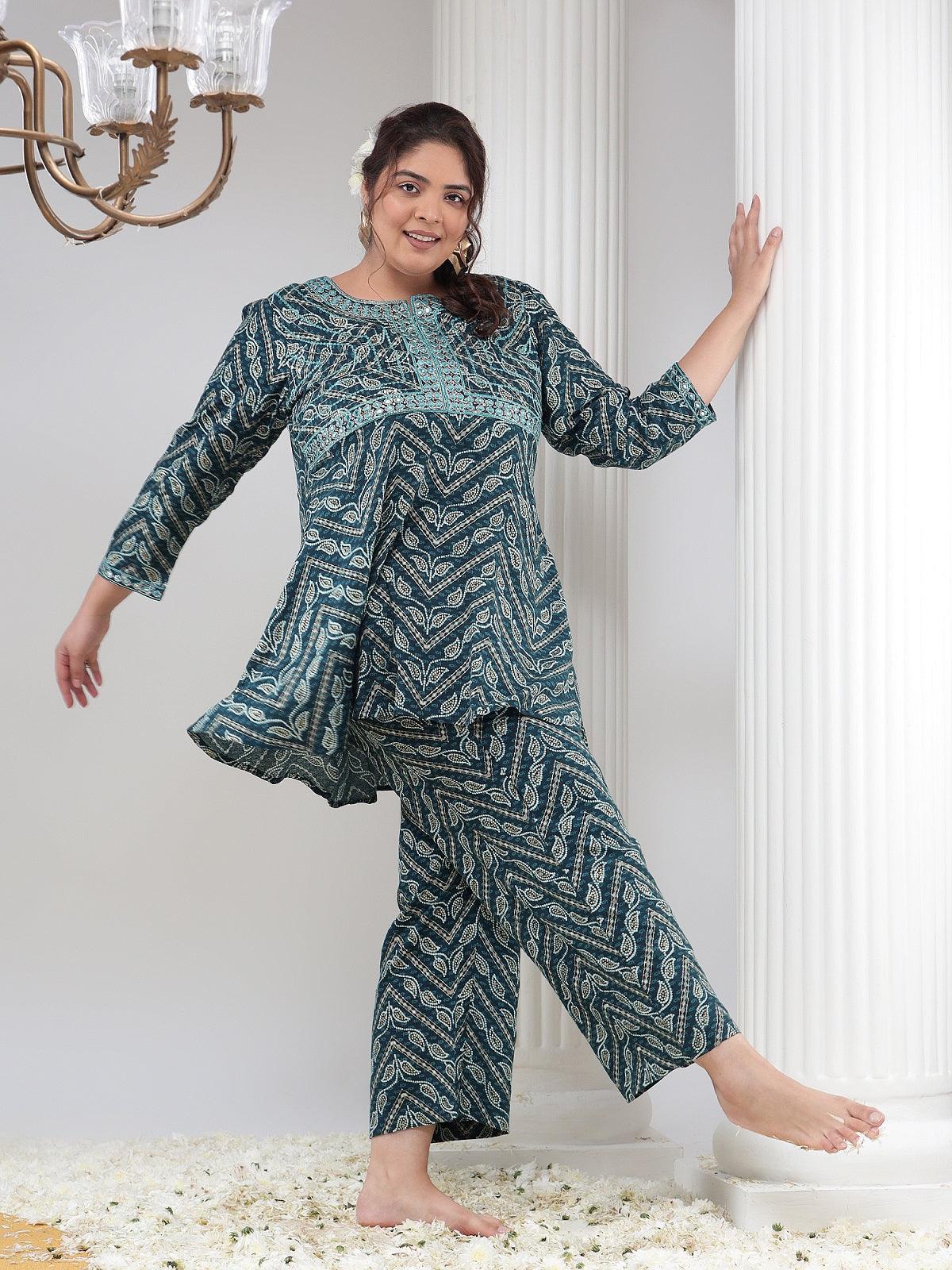 Plus Size Womens Co-Ord Set Tunic and Trouser Set