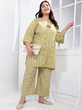 Plus Size Printed Cotton Blend Co-Ord Set
