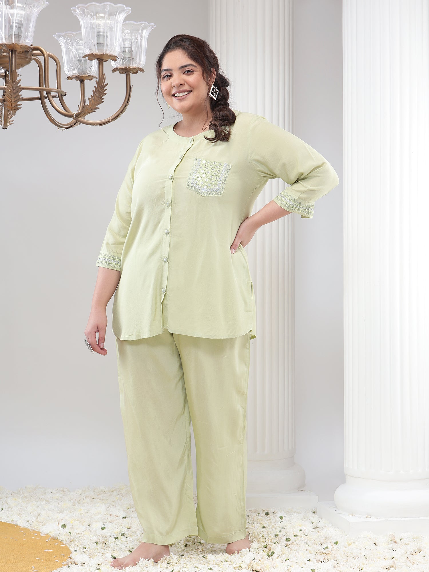 Plus Size Womens Co-Ord Set Tunic and Trouser Set