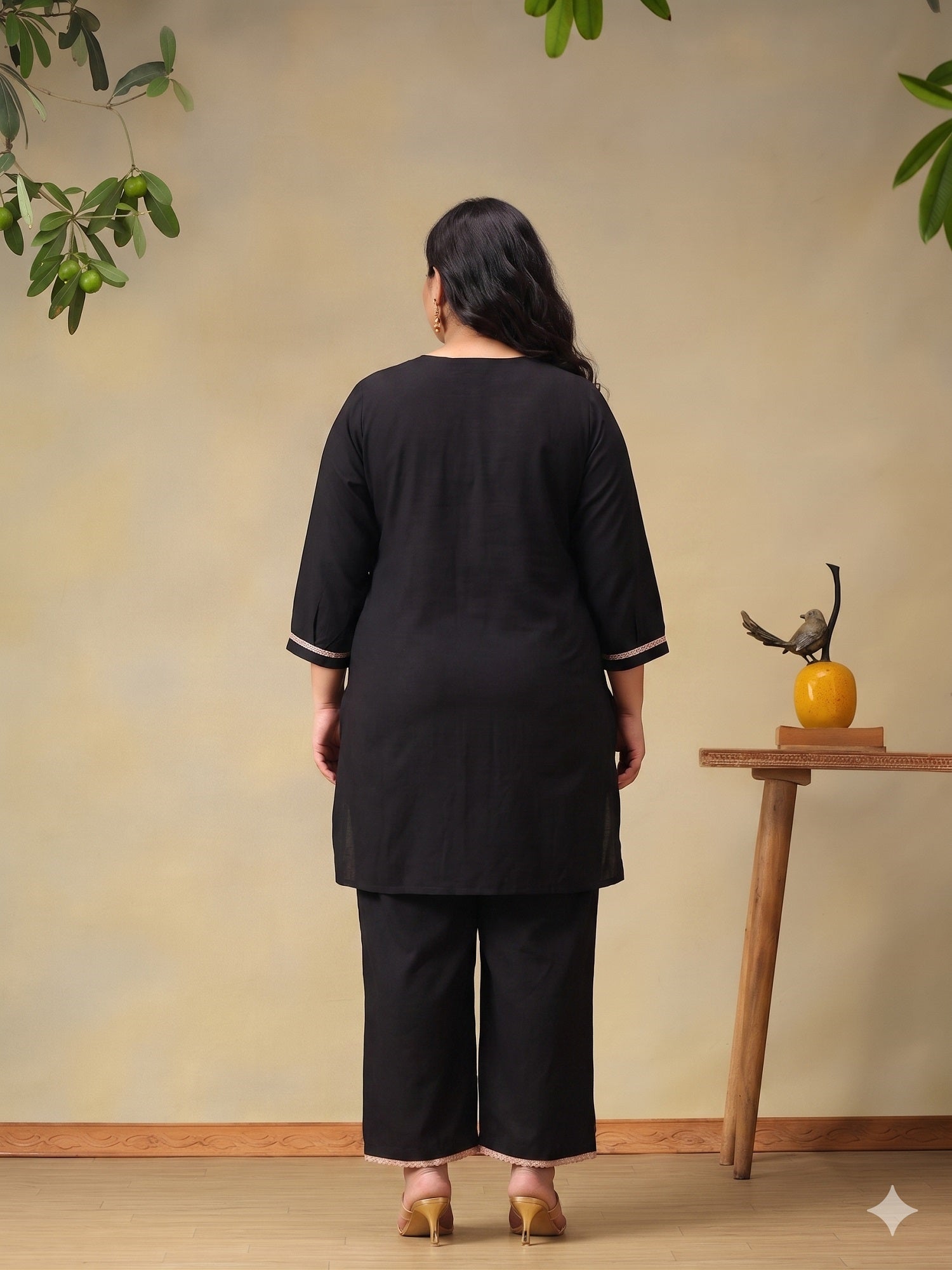 Plus Size Floral Embroidered Tunic with Trousers Co-Ord Set