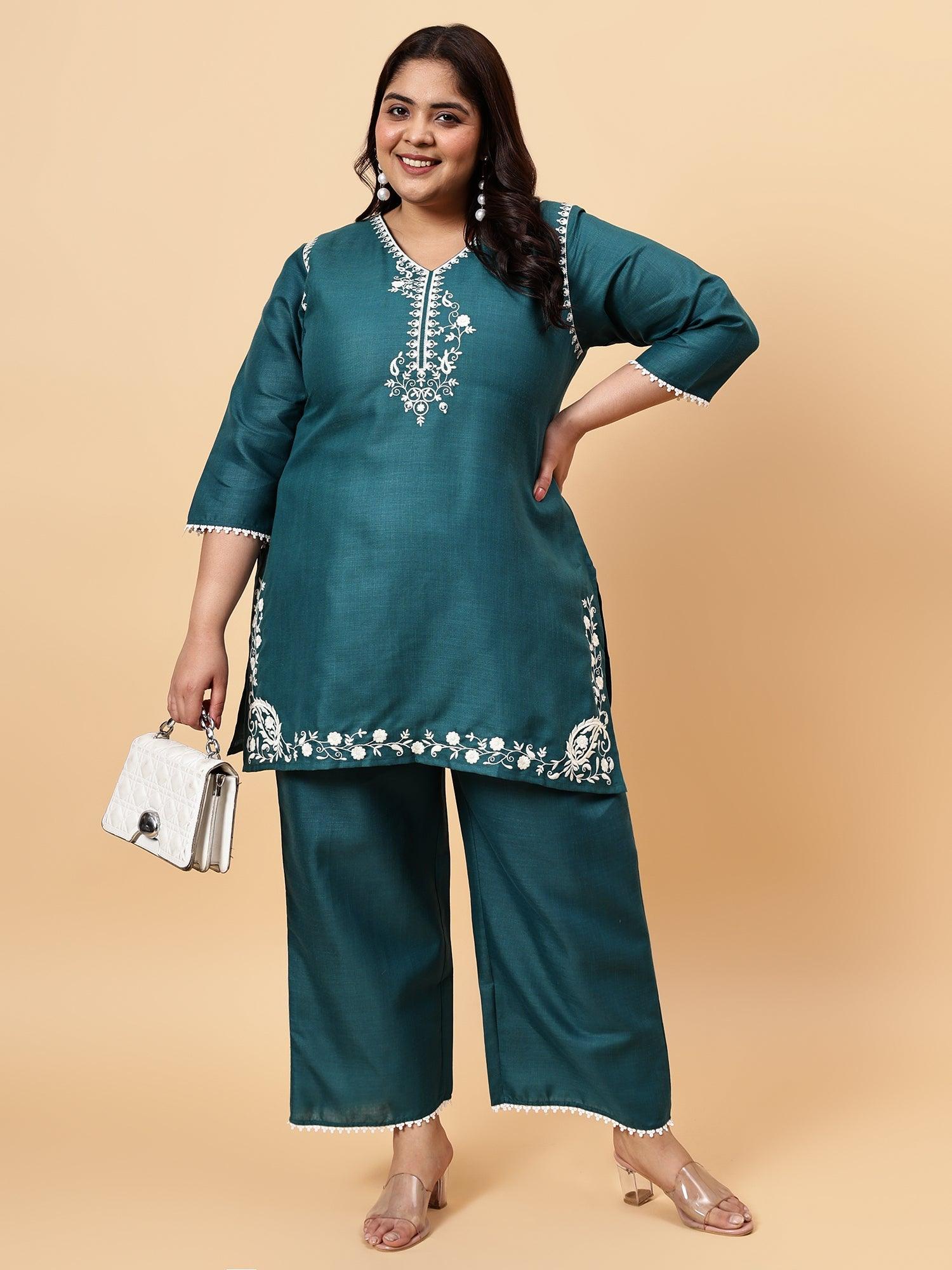 Bani Women Plus Size Emroidered Coord Set