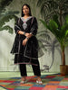 Kesar Plus Size Muslin Black Embroidered Kurta Set With Dupatta