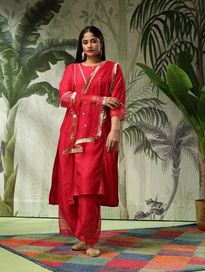 Afsana Plus Size Fuchsia Muslin Kurta Set