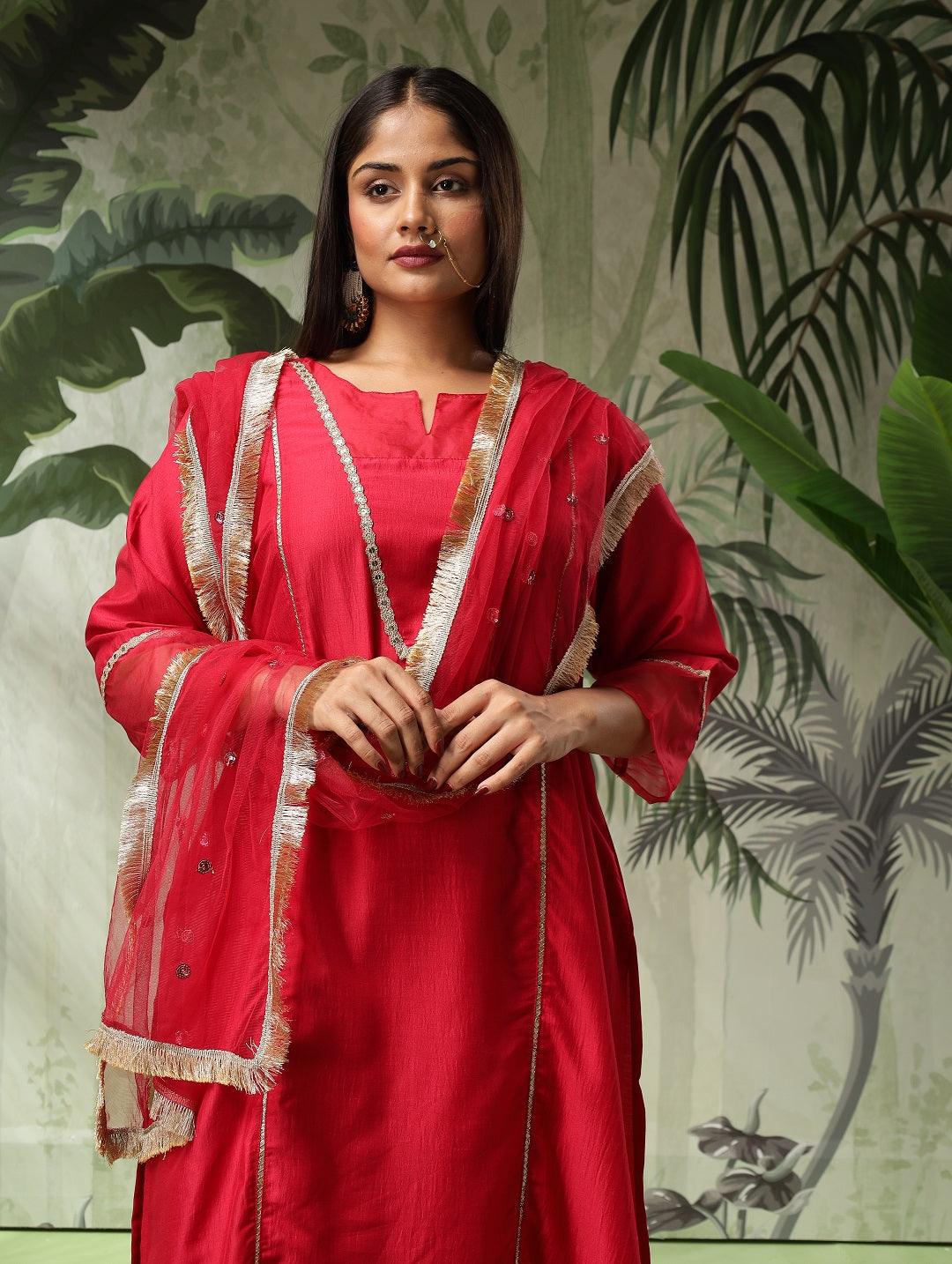 Afsana Plus Size Fuchsia Muslin Kurta Set