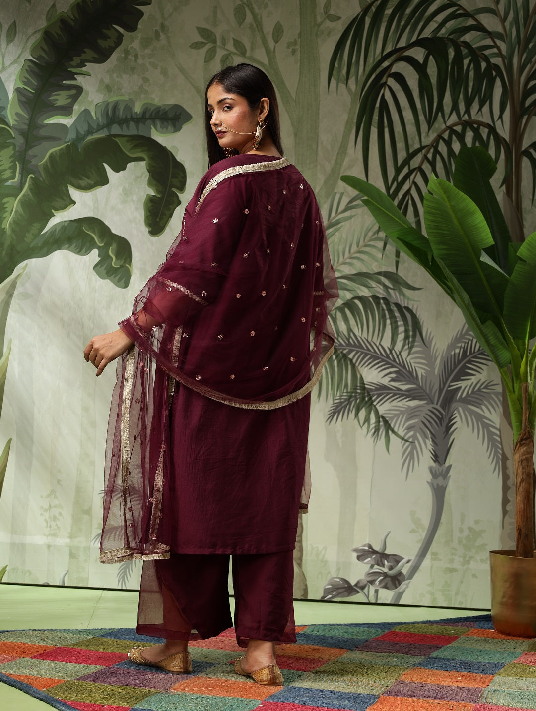 Afsana Plus Size Purple Muslin Kurta Set