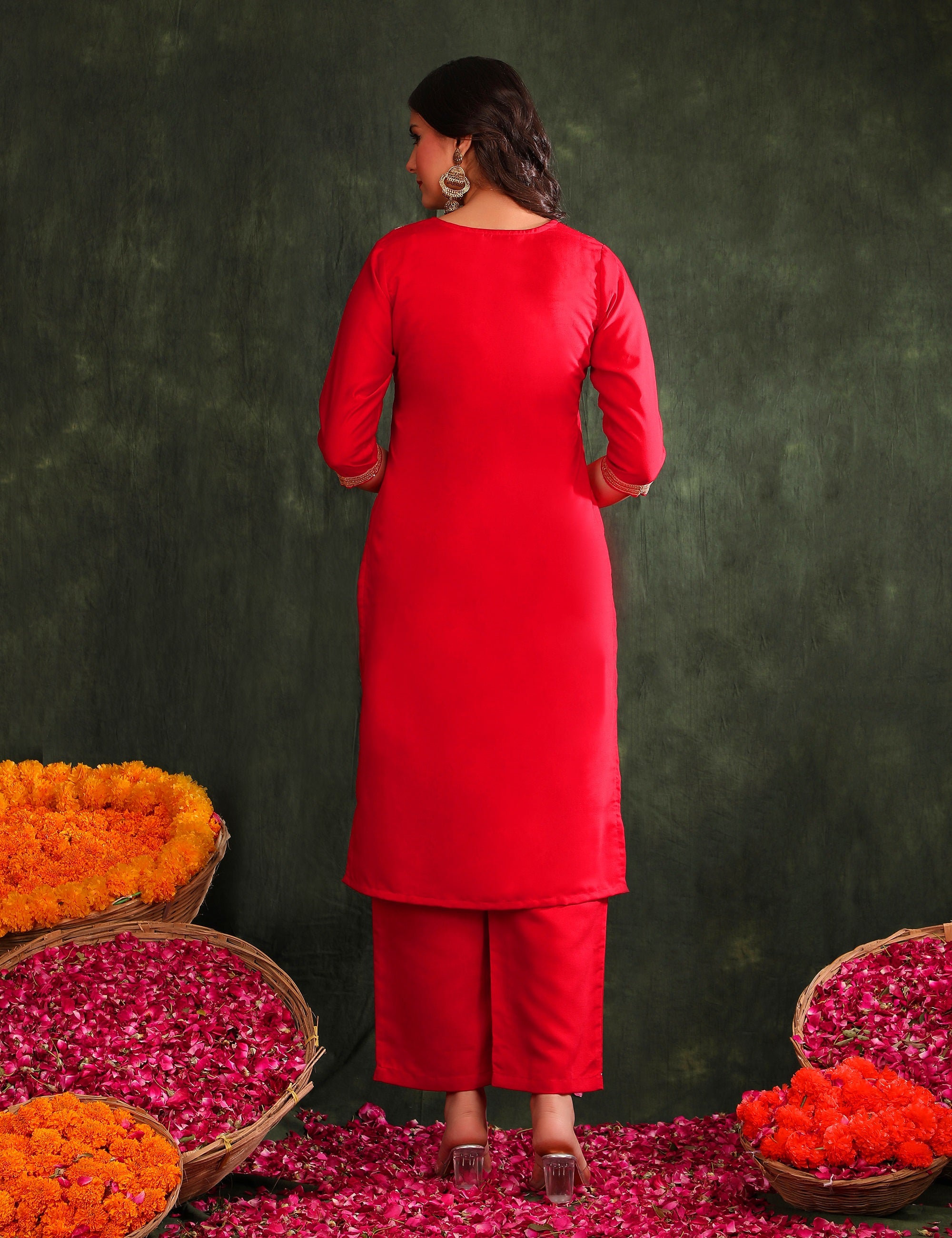 Women Ethnic Motifs Embroidered Regular Thread Work Kurta with Trousers & With Dupatta