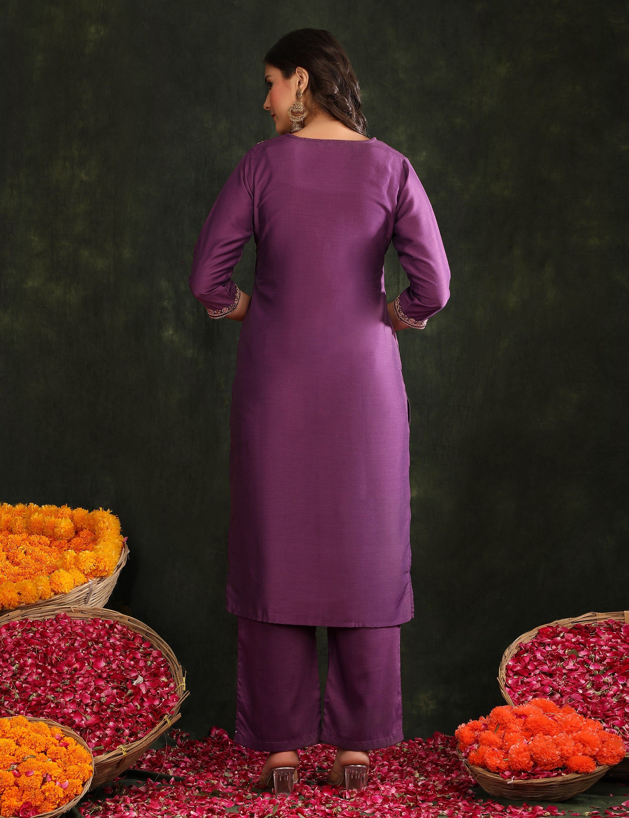 Women Ethnic Motifs Embroidered Regular Thread Work Kurta with Trousers & With Dupatta