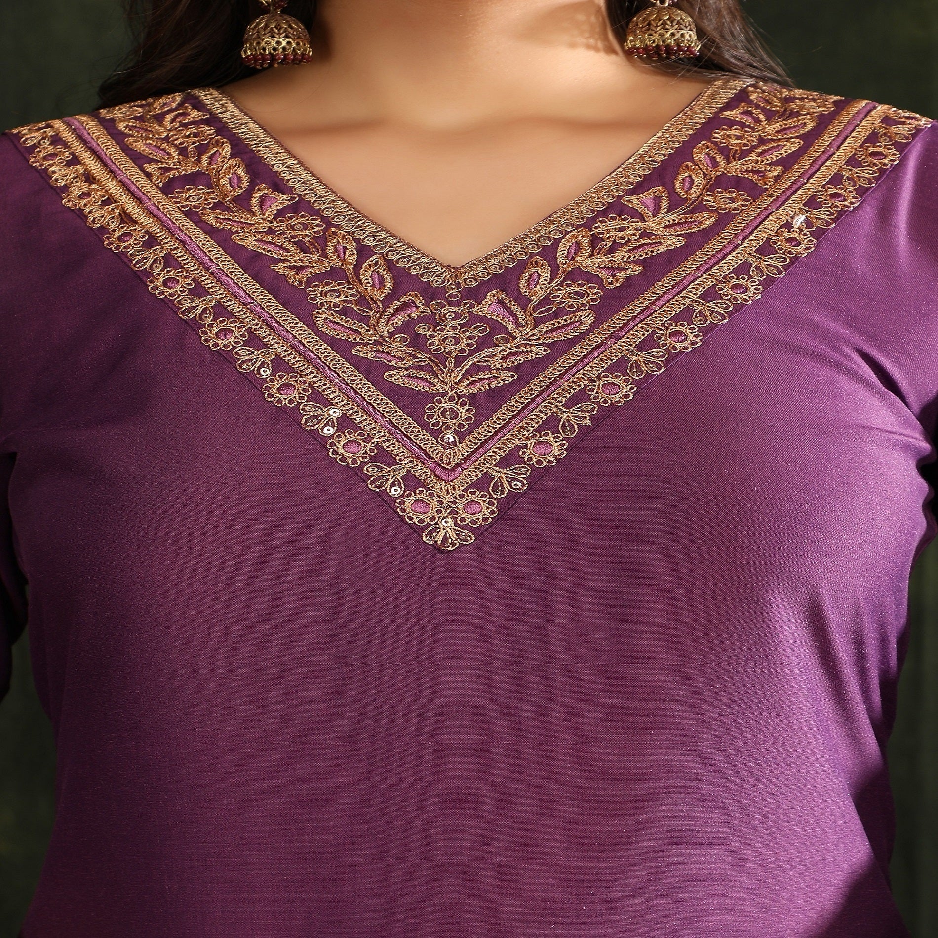 Women Ethnic Motifs Embroidered Regular Thread Work Kurta with Trousers & With Dupatta