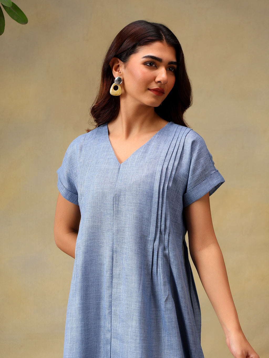 Women Light Blue Short Sleeve Midi Dress