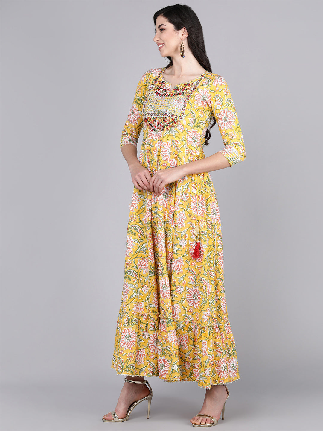Bani Women Off-Shoulder Womens Floral Printed Dress Multi